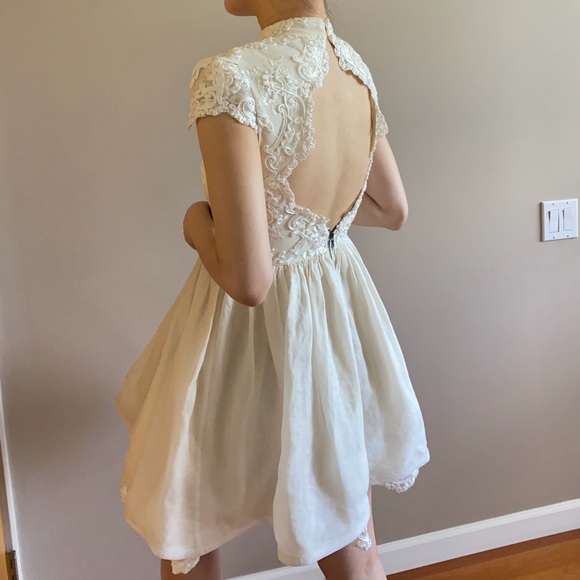 Alice + Olivia lace bodice mini dress eggshell off white - Picture 3 of 16